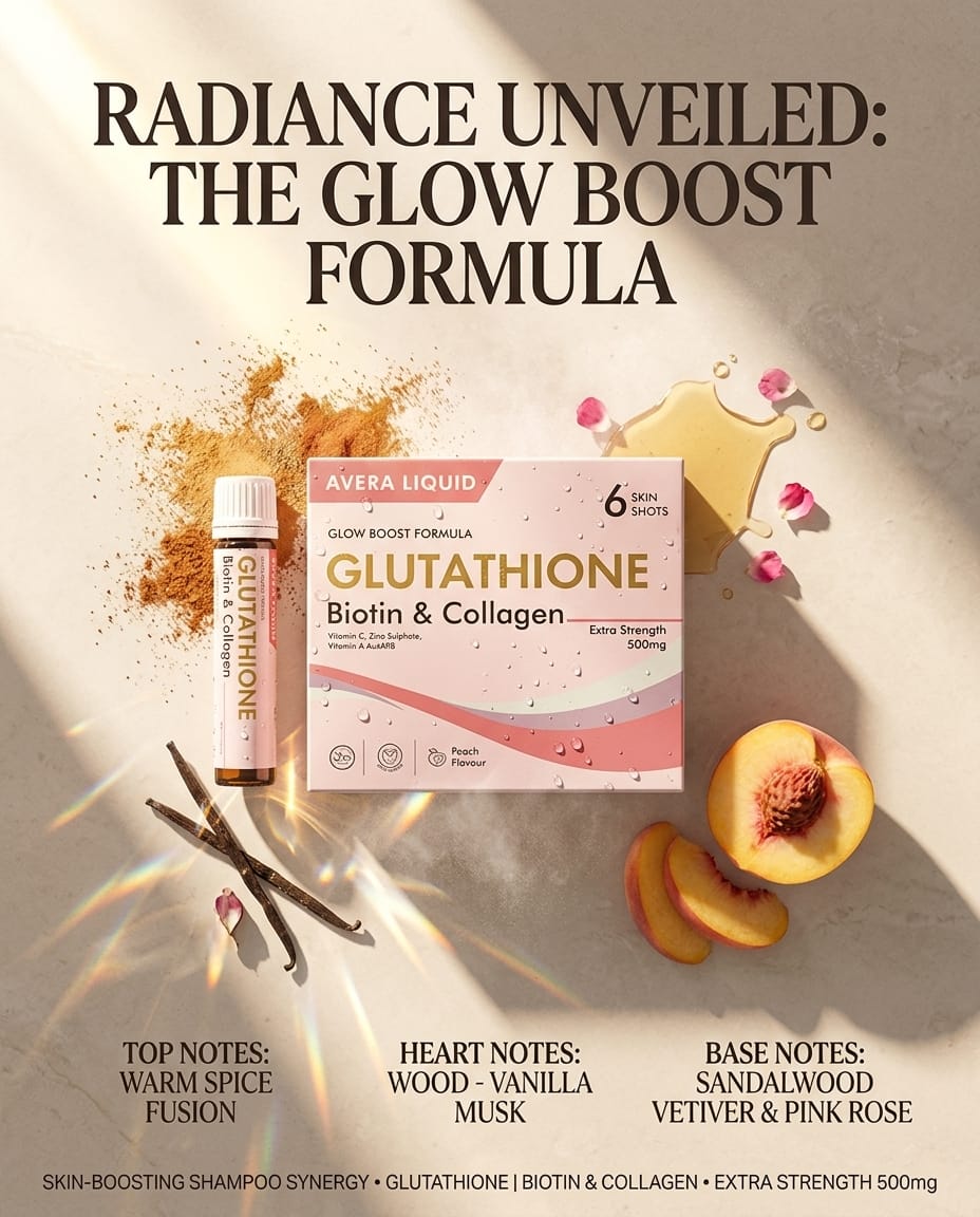 AVÉRA LIQUID Glutathione, Biotin & Collagen Skin Shots – Extra Strength 500mg, 6 Shots