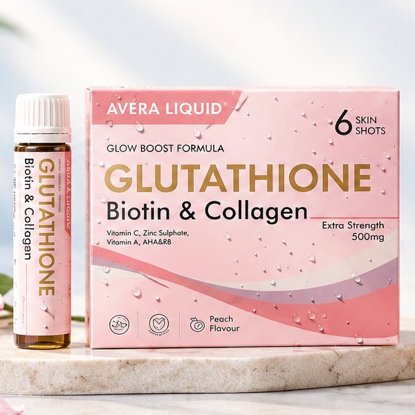 AVÉRA LIQUID Glutathione, Biotin & Collagen Skin Shots – Extra Strength 500mg, 6 Shots